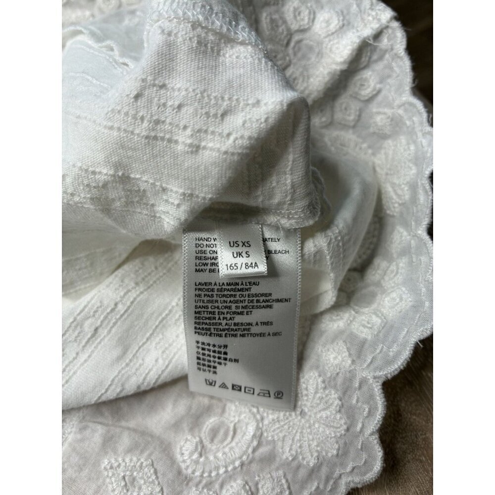 Anthropologie NWT White Embroidered Tank Top Tassel Tie Straps Tiered Boho XS - Picture 7 of 9